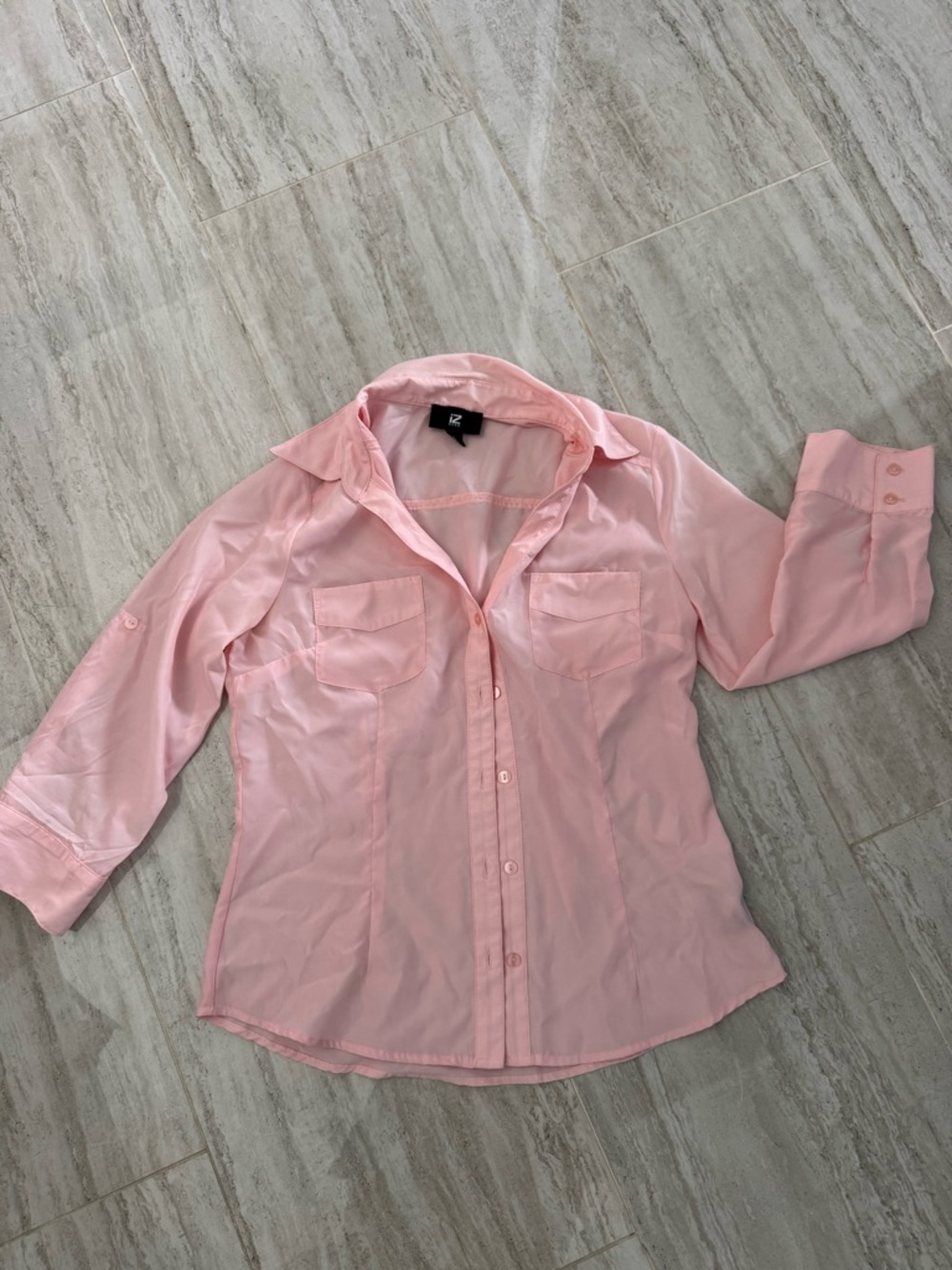 Iz Byer Light Pink Button-Up Blouse